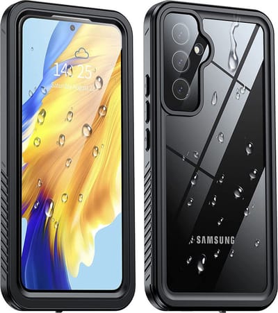 SBG Outdoor Case Waterdicht Transparant Hoesje geschikt voor Samsung Galaxy A54 | Shockproof | Onderwater tot twee meter | Antislip greep | IP68-gecertificeerd | Doorzichtig / Zwart