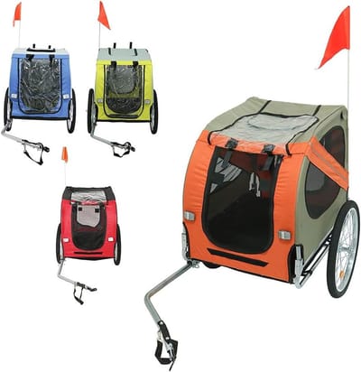 Fietsaanhanger Kinderen - Hondenkar - Veilig Vervoer - Opvouwbaar - 137 cm - Oranje