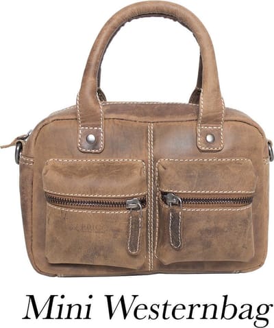 Arrigo Klein Tasje Dames • Schoudertasje • Mini Westernbag • Buffelleer • Cognac