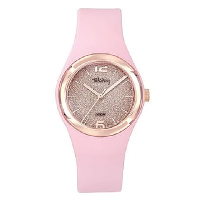 Tekday-model 654867-Dameshorloge-roze-rosekleurig-10 atm waterdicht-sporten-zwemmen-diameter 33mm-glitter op wijzerplaat-hoog draagcomfort