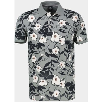 LERROS Poloshirt met bloemenprint van 100% katoen , Maat: L , Kleur: STORM GREY , 100% katoen