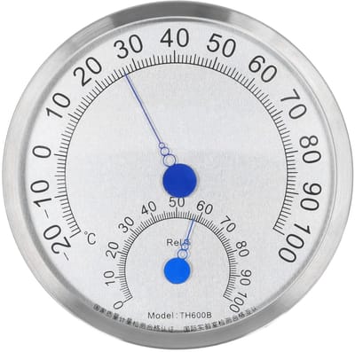 Ronde Buitenthermometer - Weerindicator Hygrometer - Temperatuur Meten - Waterdicht Corrosiebestendig - -20 tot 100°C - RVS Look