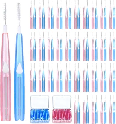 Tandenstokers Set - Interdentale Borstels - Mondhygiëne Verbeteren - Intrekbaar Ontwerp - 0.6mm 0.7mm - Blauw Roze
