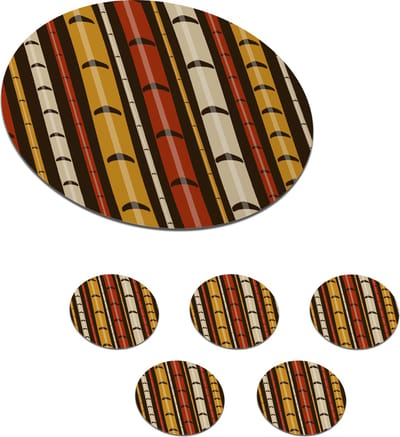 Onderzetters voor glazen - Rond - Bamboe - Bos - Japans - Patronen - 10x10 cm - Glasonderzetters - 6 stuks