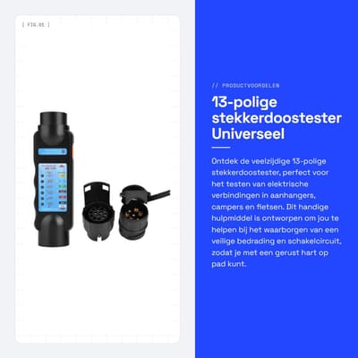 Dailygoods - 13-polige stekkerdoostester - Universeel - Betrouwbaar - Blauw en zwart - Voor aanhangers - Geschikt voor campers