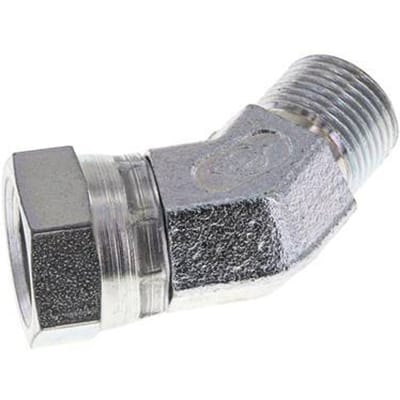 45°  L-Koppeling G3/8'' Binnendraad X Buitendraad  60° Conus 325bar Hydrauliek Hogedrukstaal
