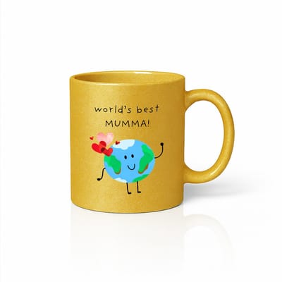 Luxe Gouden World's Best Mumma Mok - Glanzend Goud - Schattig Wereldbol Design - Premium Cadeau