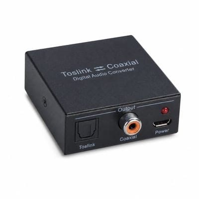 DrPhone DAX2 Toslink naar Coaxiaal Converter – Coaxiaal naar Toslink – Digitale S/PDIF Audio Splitter – Zwart