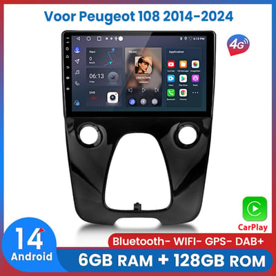 Awesafe 6+128GB Android14 Carplay Autoradio - 8 Kern V1PRO - Geschikt Voor Toyota Aygo / Citroen C1 / Peugeot 108 - Draadloze Carplay Android Auto - Touchscreen - GPS Navigatie 4G WiFi - Bluetooth Radio - 2014 2015 2016 2017 2018 2019 2020 2021 2022