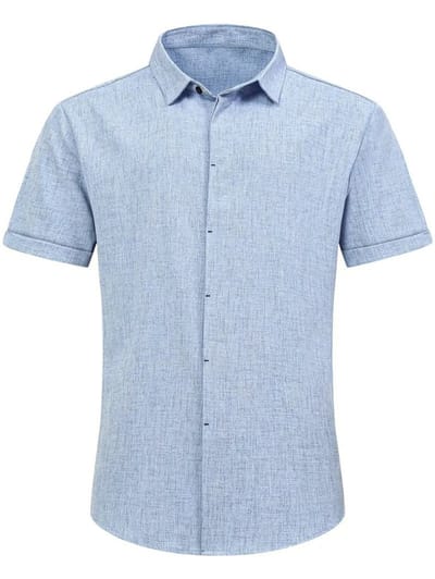 Livano Linnen Blouse Heren - t shirt - Polo - Overhemd - Shirt - Zomer - Ibiza Stijl - Blauw - Maat S