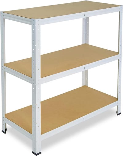 Metalen legplank 90x110x30 cm, 3 planken, 175 kg per plank, wit