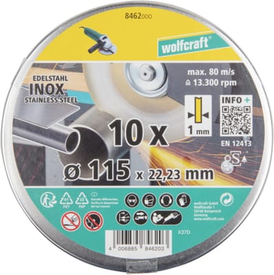 wolfcraft - 3 slijpschijven voor edelstaal, extra dun, Ø 125 mm - 8461000