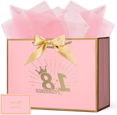 Papieren Cadeautassen 32x22x10cm met Handvat, Verjaardag, Kerst, Bruiloft en Feestdecoratie met Strik en Wenskaart