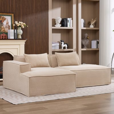 REDOM 3-Zits Bank + Sofa - Compact met pocketvering - Moderne bank voor woonkamer of kantoor - Slijtvaste polyester bekleding - Kaki - 235 x 129 x 70 cm