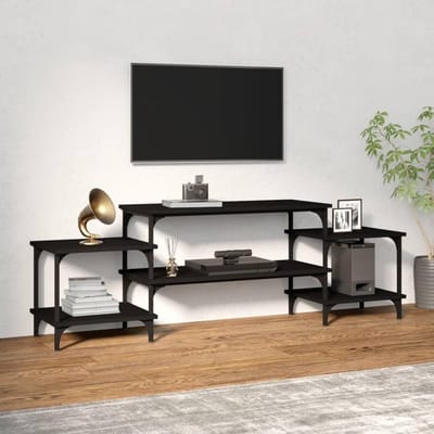 Tv Meubel - Mediabox Opbergkast - Woonkamer Entertainment - Verstelbare Poten - 157x35x52 cm - Zwart