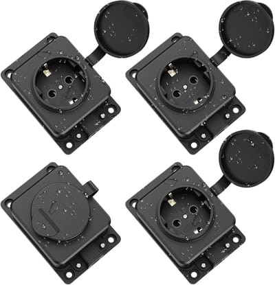 Buitenstopcontact - Waterdichte Doos - Tuin Gebruik - IP54 Bescherming - 4 Stuks - Zwart