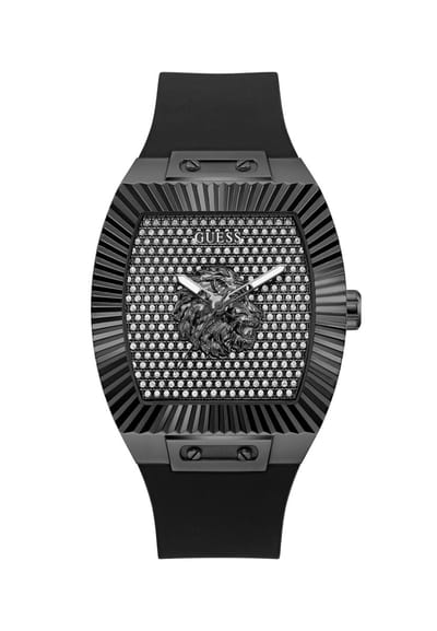 Guess Phoenix Analoge Kwartshorloge Zwart Kast Gemaakt Van 100% Roestvrij Staal En Een Armband Van 100% Siliconen 43 GW1066G2, GW1066G3
