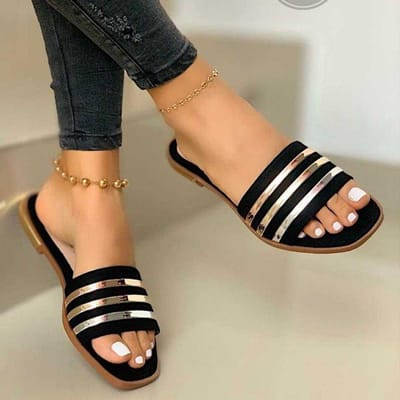 Zomer Strand Platte Sandalen Damesmode Comfortabele Slippers Zomer Lui Outdoor Sexy Enkelbandje Gouden Wig Sandalen Ladie 35
