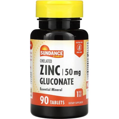 Sundance Vitamins, Gluconate de Zinc Chélaté, 50mg, 90 Comprimés