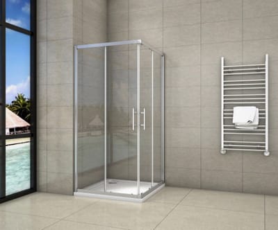 Serie Ixia - Douchecabine Set - 90x90 cm - Chroom - Met Hoge Douchebak En Sifon
