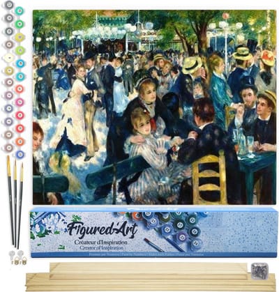 Figured'Art Schilderen op Nummer Volwassenen canvas Moulin Rouge Dansen - Handwerk acrylverf Kit DIY Compleet - 40x50cm met DIY houten lijst