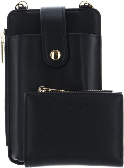 SEIDENFELT MANUFAKTUR Telefoontasje Portemonnee Medja Cellphone Bag Structure Black / Gold Zwart