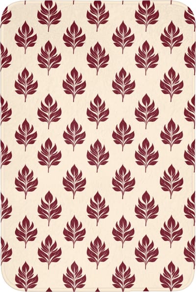 Badmat 60x90 cm - Antislip - Botanisch - Patroon - Bordeaux - Badmatten voor badkamer - Badkamermat - Douchemat - Badkamer mat