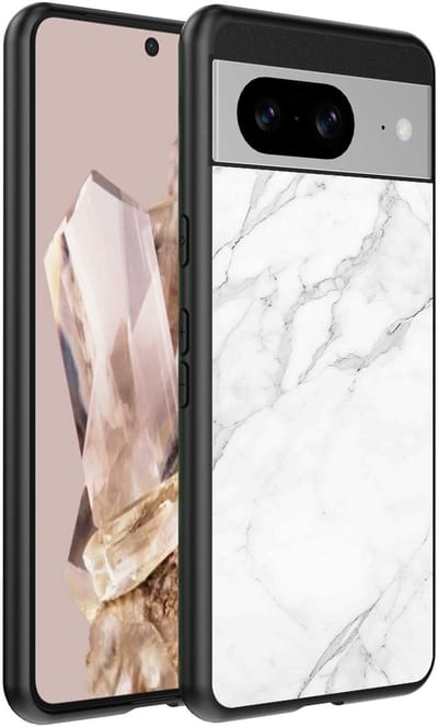 Geschikt voor Google Pixel 8 Pro Telefoonhoesje met Wit Marmer Opdruk - TPU Backcover Case White Marble Design - Zwart - Smartphonica geschikt voor Google Pixel 8 Pro