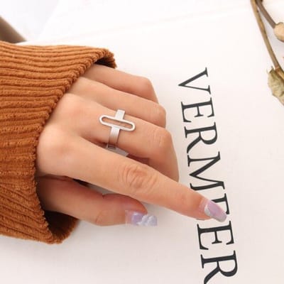 Dames Vingerringen Sieraden Roestvrij Staal Minimalistisch Uitgesneden Ring 18k Verguld Geometrische Open Verstelbare Ring voor Dames