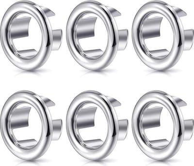 Set van 6 overloopringen - ontworpen voor wastafels in de badkamer en keuken - Deze decoratieve ringen dienen als een ronde overloop