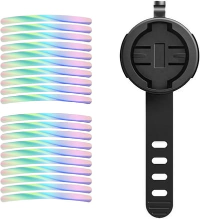 Zadelpenhouder met kwartdraai voor fietscomputer en achterlicht, inclusief 20 reflecterende stickers voor optimale zichtbaarheid en veiligheid