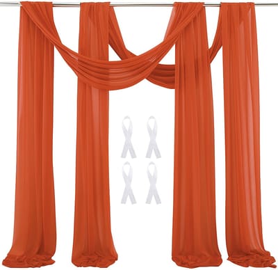 Dailygoods- Gordijn Doorzichtig 600 × 75 cm - Bruiloft Achtergrond - Voile Gordijn - Chiffon Draperen - 2 Panelen - Hoogwaardige Stof - Achtergrondgordijn