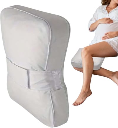 Kniekussen-kniekussen voor in bed zijslapers-kniekussen voor in bed - Gevormd schuimkussen - Zacht bedondersteuningskussen met verstelbaar ontwerp - Met elastische band - Grijs - 34x24x9 cm