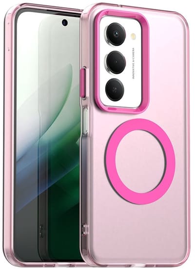 MagSafe Compatibel Backcover Hoesje Geschikt voor Xiaomi Redmi 15 5G - Roze & Semi-Transparant Design - Stijlvol & Goede Bescherming