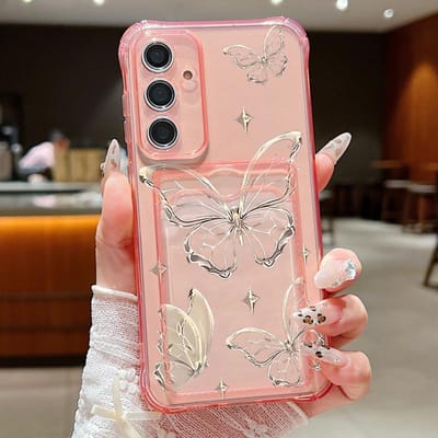 Gouden Vlinder Print Kaarthouder Portemonnee Hoes Voor Samsung Galaxy S25 S24 S22 Ultra S23 S24 FE A56 A55 A35 A15 A16 5G TPU Telefoonhoes Galaxy S23+