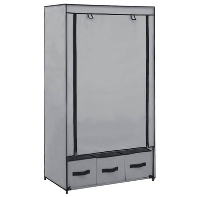 vidaXL - Kledingkast - 87x49x159 - cm - stof - grijs