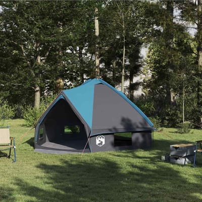 vidaXL - Teepee - Tent - voor - 6 - Personen - 6-persoons - Blauw - en - Grijs
