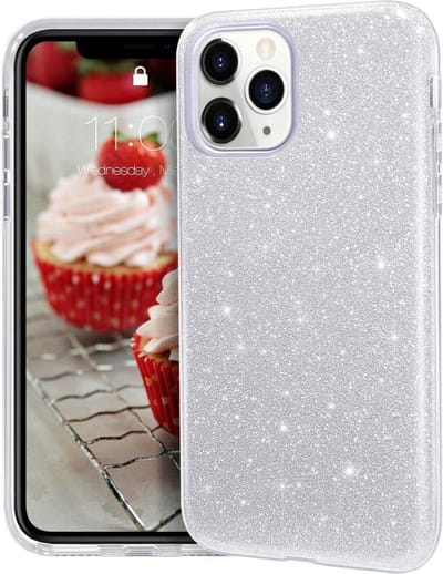 Geschikt voor Apple iPhone 11 Pro Max Backcover - Zilver - Glitter Bling Bling - TPU case