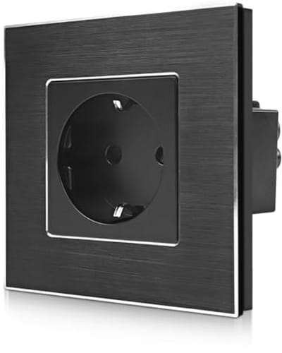 Aluminium Inbouwstopcontact met USB, Dubbel Stopcontact in Zwart