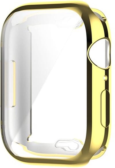 By Qubix - Siliconen case (volledig beschermd) 41mm - Goud - Geschikt voor Apple watch 41mm hoesje - screenprotector - Bescherming iWatch - Bescherm hoesje