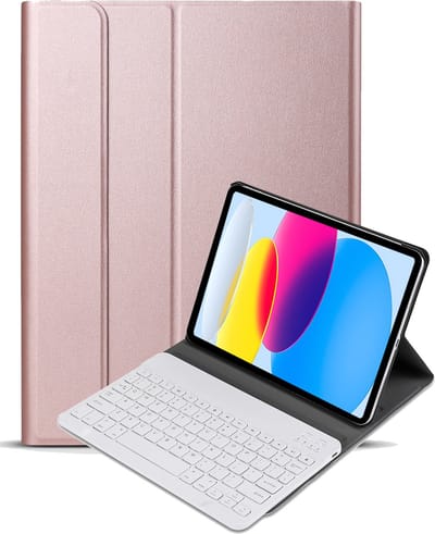 Hoes - Geschikt voor Apple iPad A16/A18 (2022/2025/2026) - 10.9 & 11 inch (10e, 11e & 12e generatie) - Toetsenbord Case - Keyboard Book Cover - Hoesje - Rosé goud