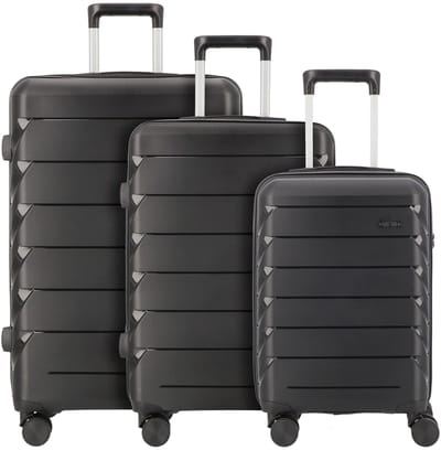 d & n Travel Line 4100 4 wielen Kofferset 3-delig - Harde bagage - TSA slot - black