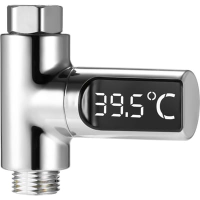Thermomètre de douche numérique LED 5 ~ 85 °C, moniteur de température de débit d'eau en temps réel à génération automatique black