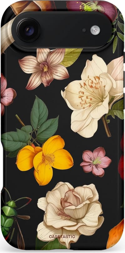 Casetastic hoesje geschikt voor Apple iPhone Air - MagSafe - Dubbellaagse bescherming - Bosrijke betovering - Fashion Case - Zwart Taupe Perzik Donkergroen
