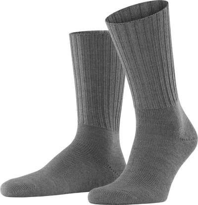 FALKE Nelson eenkleurig wol sokken heren grijs - maat 39-42