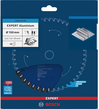Bosch Accessories Expert for Aluminium 2608644093 Cirkelzaagblad 150 x 20 x 1.6 mm Aantal tanden: 42 1 stuk(s)