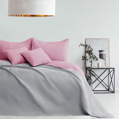 Sprei roze grijs 170 x 210 cm Bedsprei tweezijdig Ultrasoon stiksel Polyester Softa