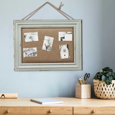 Dailygoody - Kurkbord - Memobord - Rustiek - 40 x 30 cm - Prikbord - Knutselen - Geschikt voor kantoor en thuis - Blauw