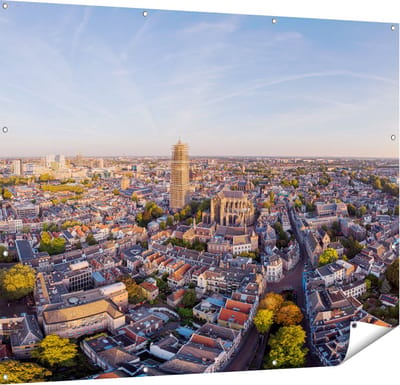 Gards Tuinposter Utrecht vanuit de Lucht - 150x120 cm - Tuindoek - Tuindecoratie - Wanddecoratie buiten - Tuinschilderij