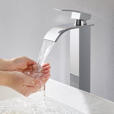 Cecipa MAX Hoge Wastafelkraan - Badkamerkraan Chroom - Mengkraan Waterval - L-Size - Inclusief slangen